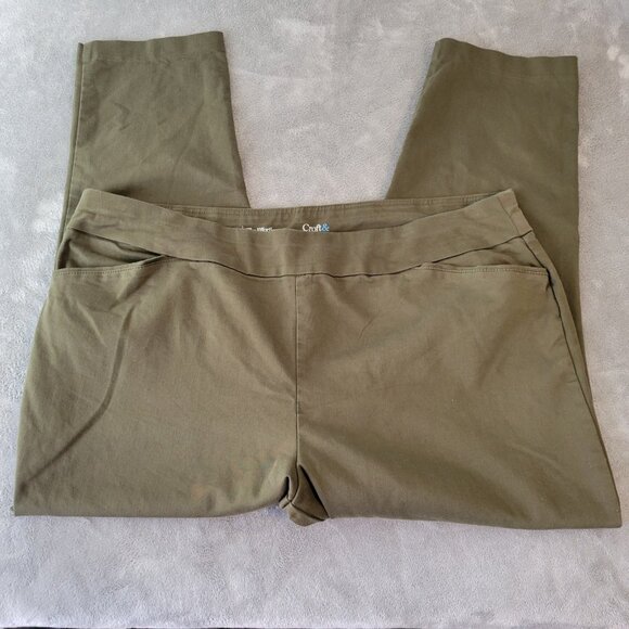 Croft Barrow Women Pants 22W Plus Effortless Stretch Pull On Crop Green SL94E - Picture 1 of 10